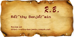 Réthy Benjámin névjegykártya